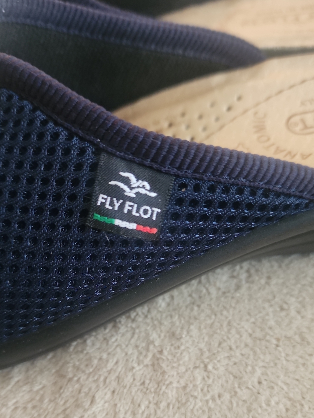 NWT.Fly Flot Navy Mesh Open-Toe Slide Sandals - Picture 4 of 9